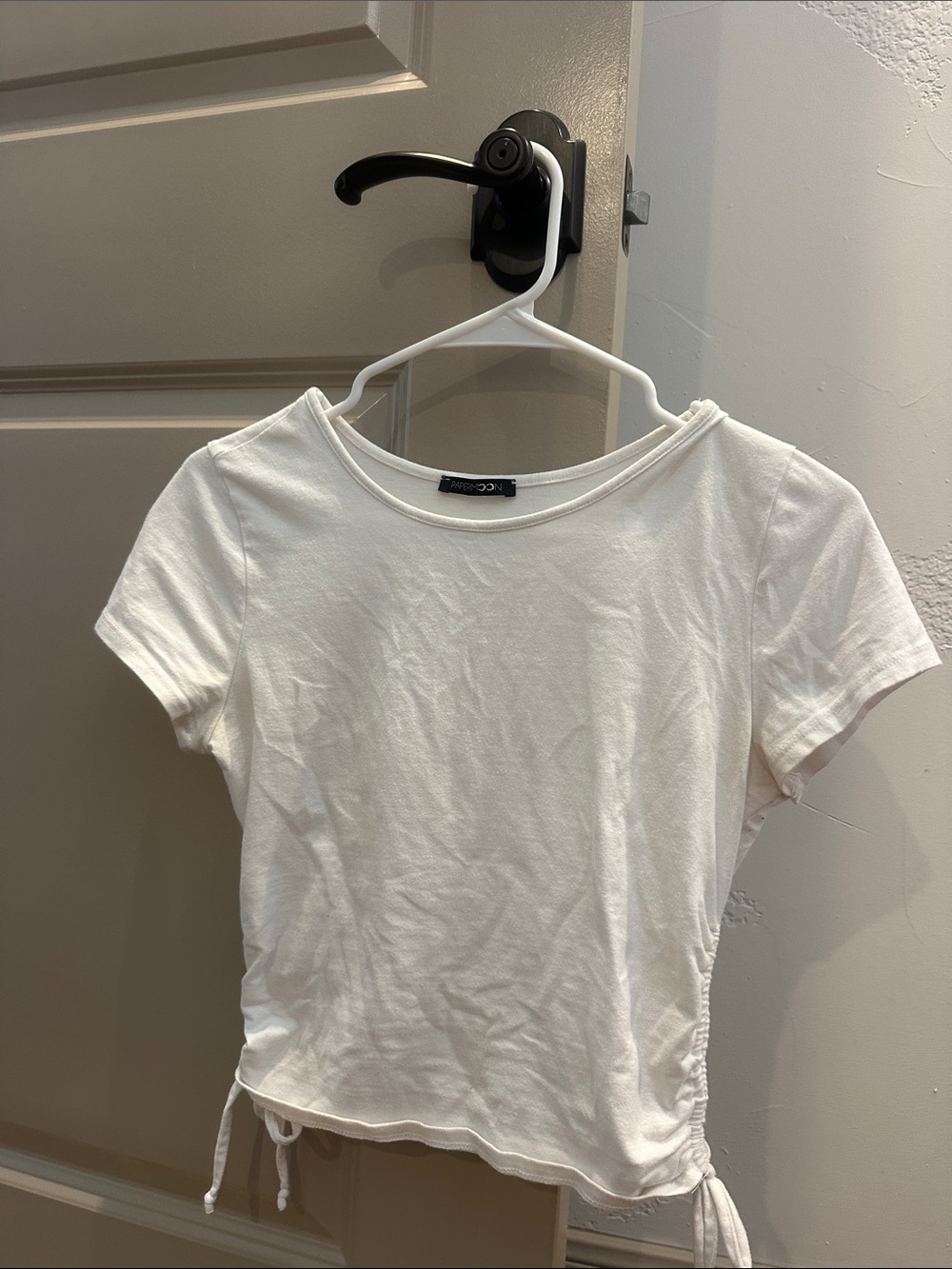 White Short-Sleeve Side-Drawstring Tee